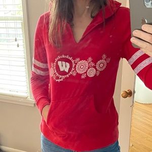 womens Wisconsin Badgers red hoodie sweatshirt, medium